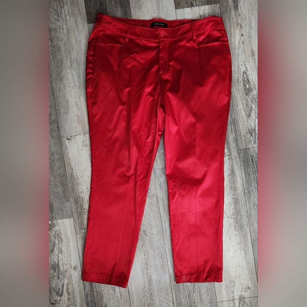 Ashley Stewart Women's Red Satin Like Jean Pants